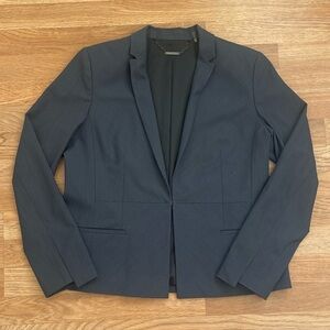 ELIE TAHARI Laurel Jacket Blazer Pinstripe Navy Multi Wool Blend Size 14